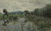Willem Roelofs In the Floodplains of the River IJssel oil painting